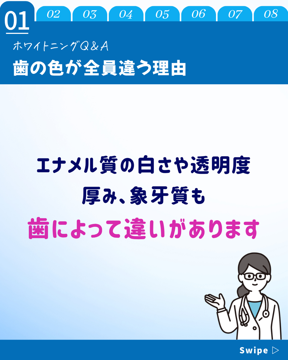 【ホワイトニングカフェ六本木店】歯の色が人それぞれの理由